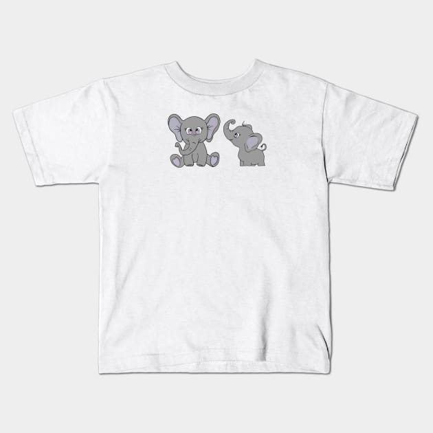 Two cute little elephants drawing Kids T-Shirt by ErykMaja